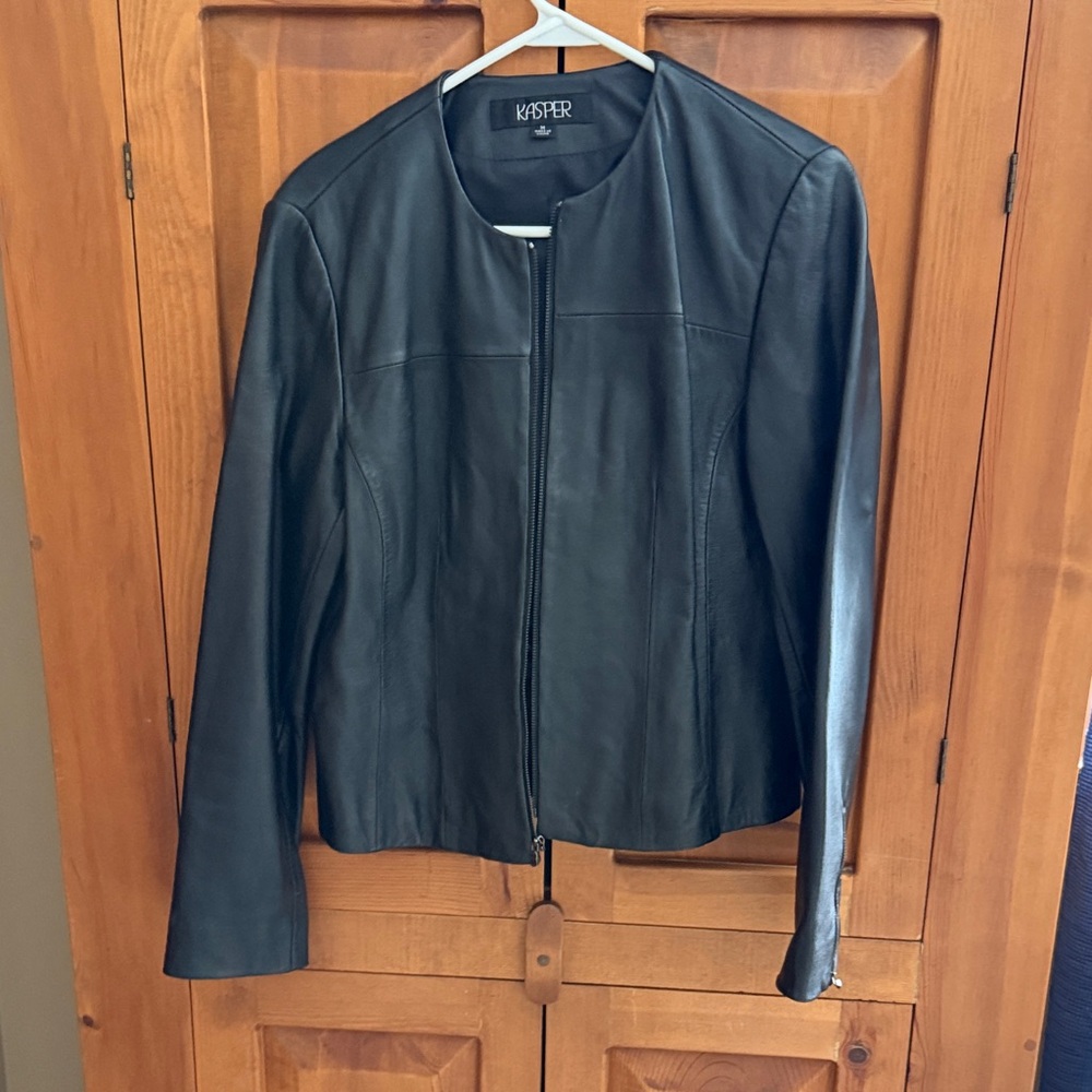 Kasper Women's Elegant Black Leather Jacket